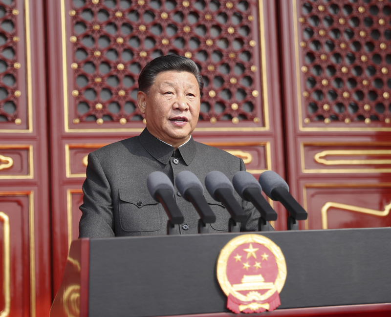 10月1日上午,慶祝中華人民共和國成立70周年大會在北京天安門廣場隆重舉行。中共中央總書記、國家主席、中央軍委主席習近平發表重要講話。
